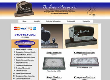 Cemetery Markers, Sims Solutions Web Design